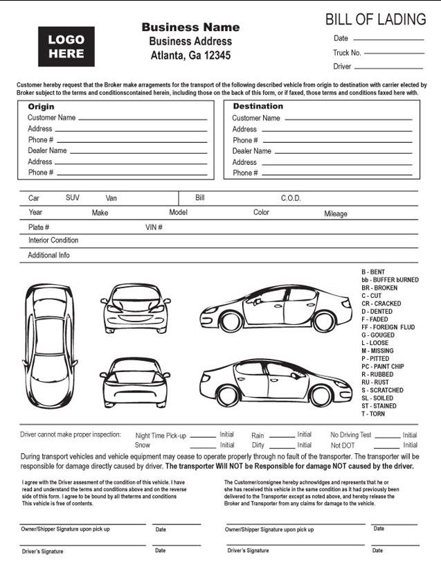 Car Transport Condition Report Procedure & Checklist (with pdf)